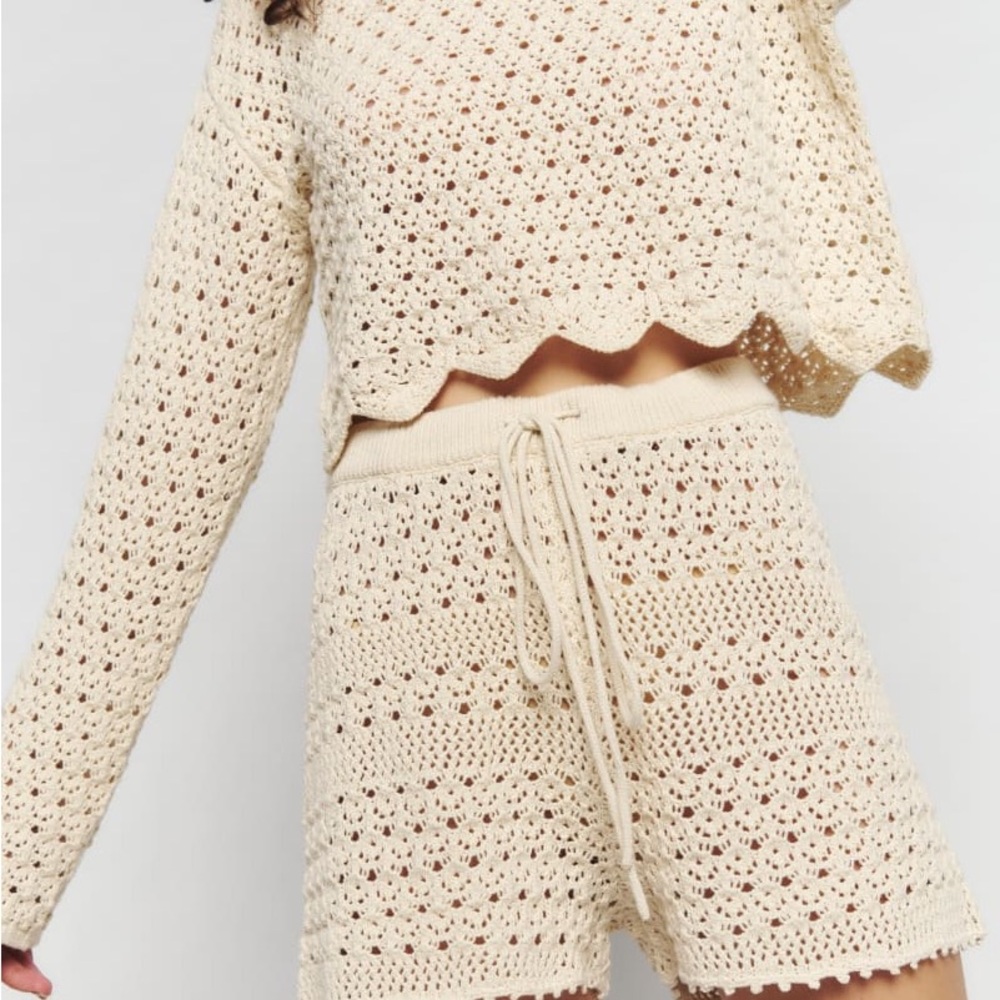 Reformation long sleeve Cream Crochet Knit Set - Picture 2 of 3
